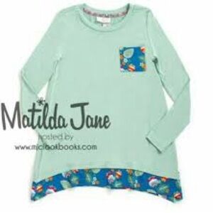 Matilda Jane Green Long Sleeve Tee with Floral Accents